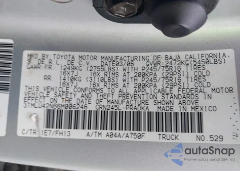 2006 Toyota Tacoma Base V6 from USA, damaged, VIN 3TMLU42N66M006246